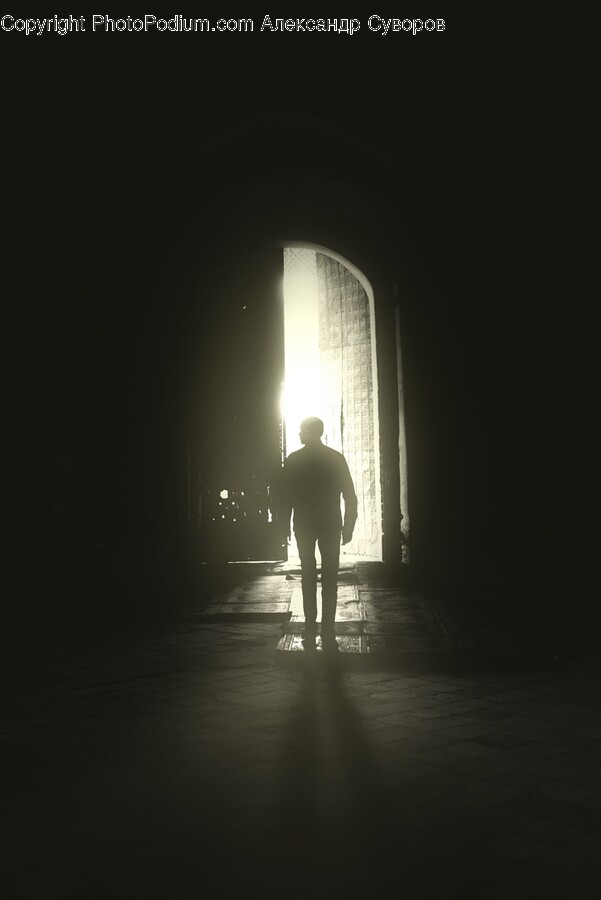 Person, Human, Corridor, Silhouette, Lighting
