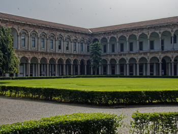 Courtyard Of The University Of Milan. Silence. There are lectures. 