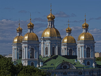 Church domes above the roofs of the city.