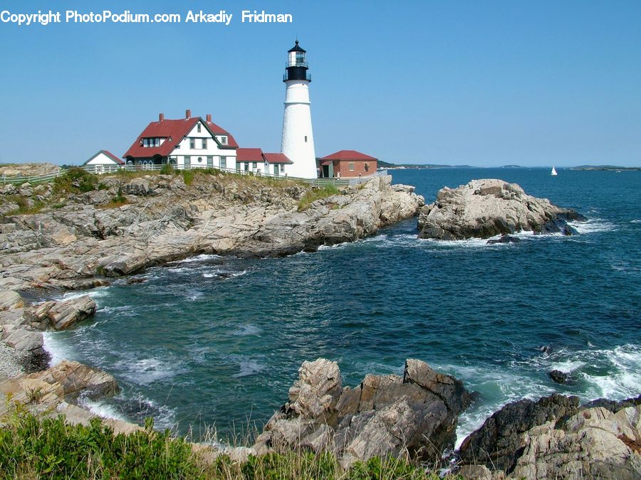 Beacon, Building, Lighthouse, Water Tower, Coast, Outdoors, Sea