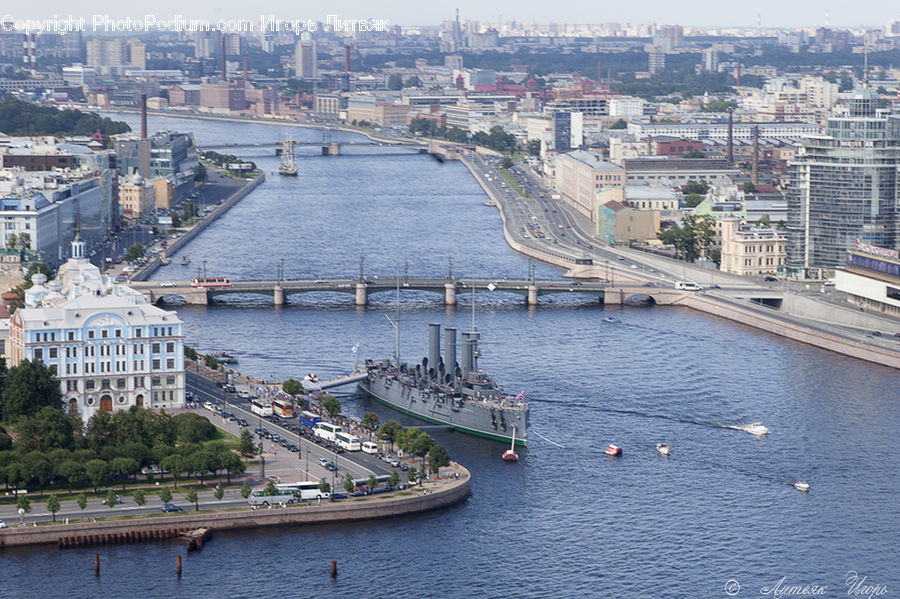 Aerial View, Battleship, Cruiser, Navy, Ship, Vessel, City