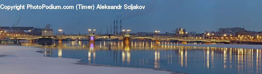 Bridge, Outdoors, River, Water, Waterfront, City, Downtown