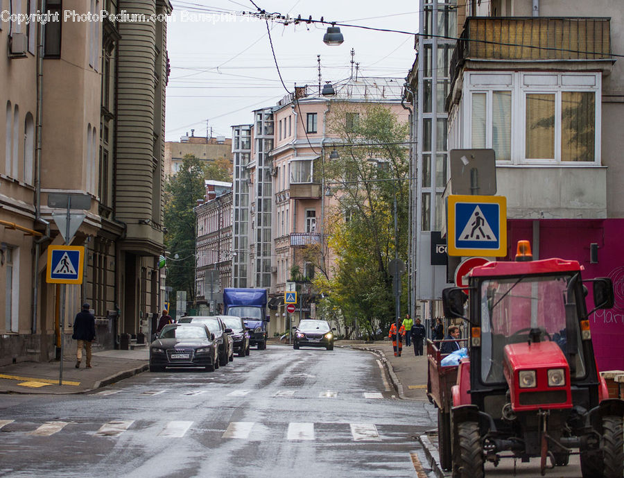 Road, Street, Town, Alley, Alleyway, Tractor, Vehicle