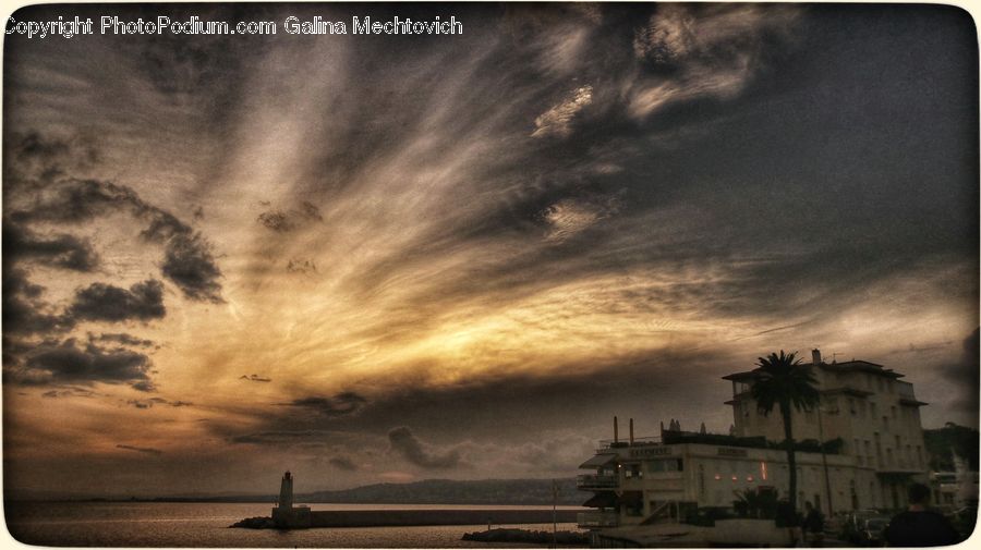 Dock, Port, Waterfront, Cloud, Cumulus, Sky, Building