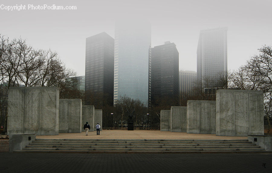 Architecture, City, Downtown, High Rise, Skyscraper, Building, Fog