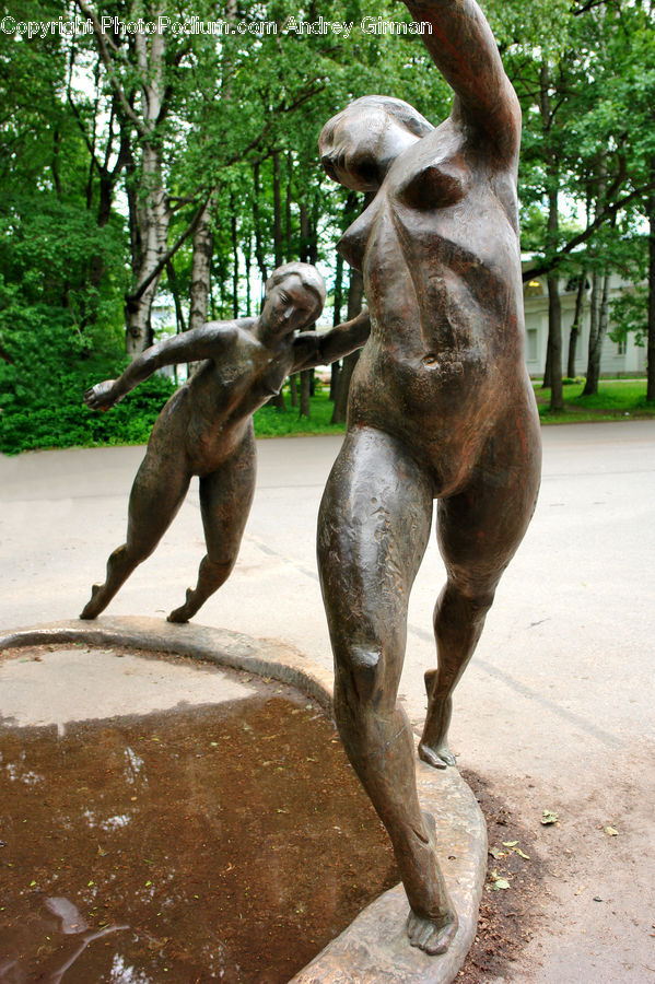 Art, Sculpture, Statue, Dinosaur, Plant, Tree, Gargoyle