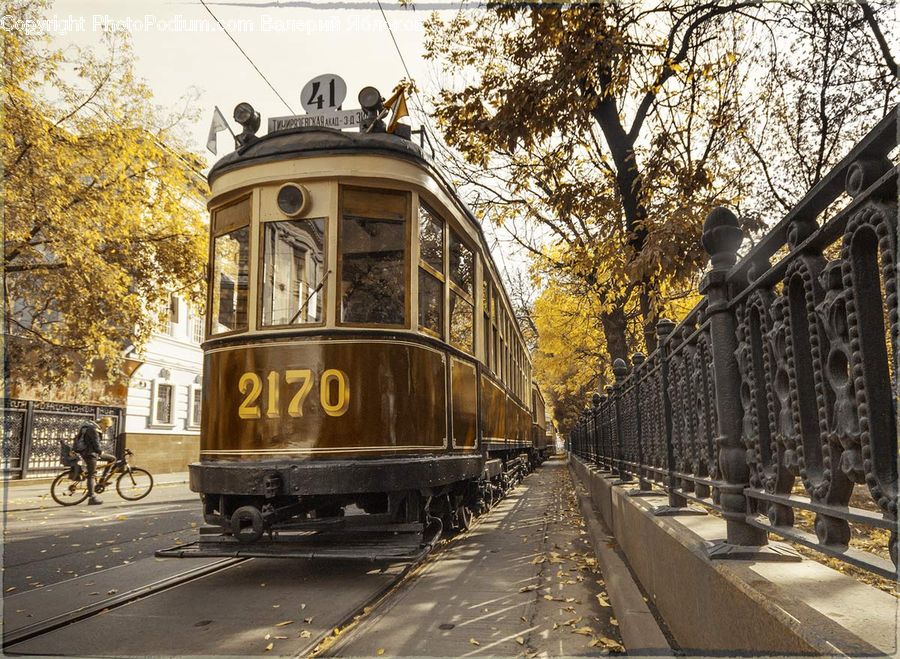 Rail, Streetcar, Tram, Trolley, Vehicle, Train, Engine