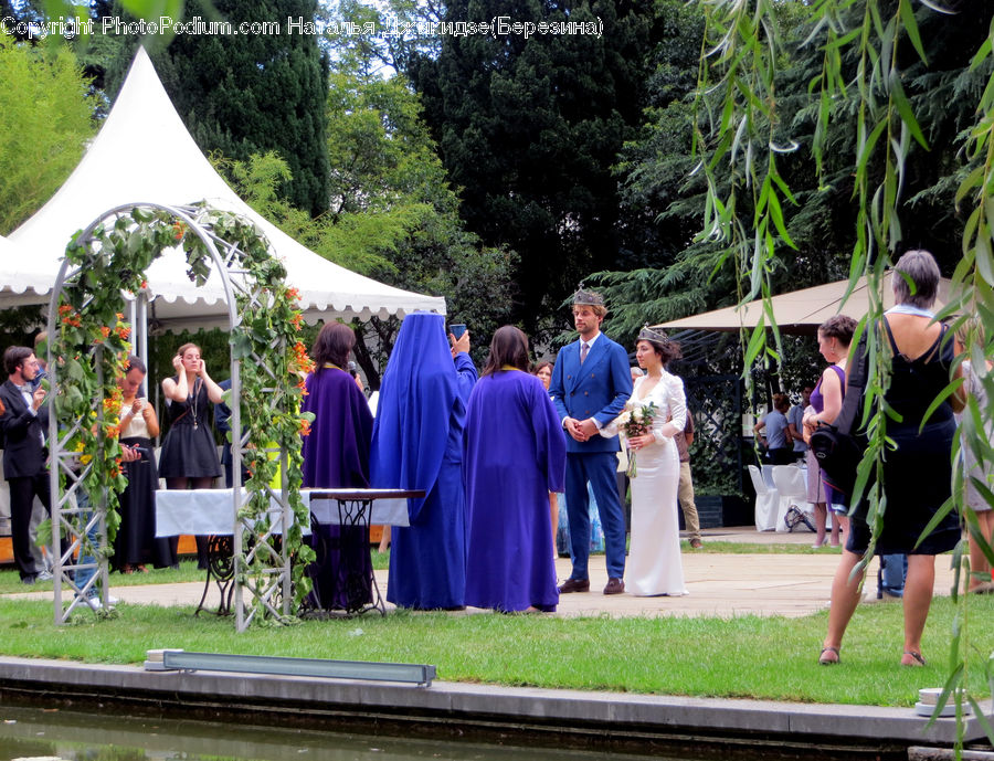 People, Person, Human, Plant, Potted Plant, Wedding, Bench