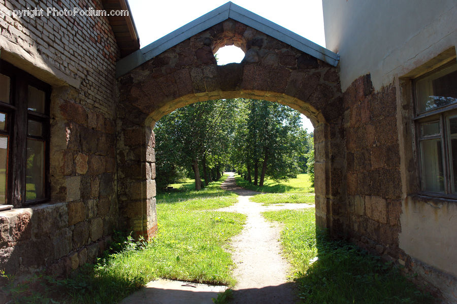 Brick, Castle, Fort, Campus, Patio, Building, Dirt Road