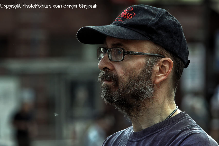 Baseball Cap, Cap, Hat, Beard, Hair, Face