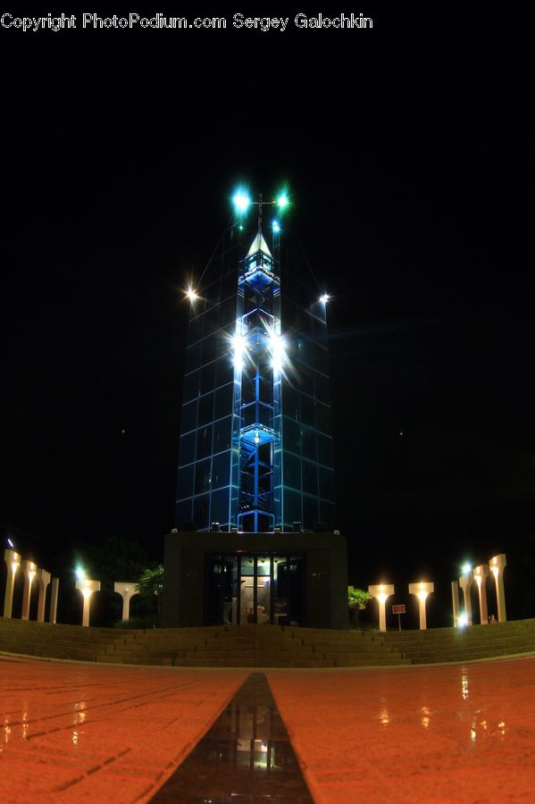 Architecture, Bell Tower, Clock Tower, Tower, Night, Outdoors, Lighting