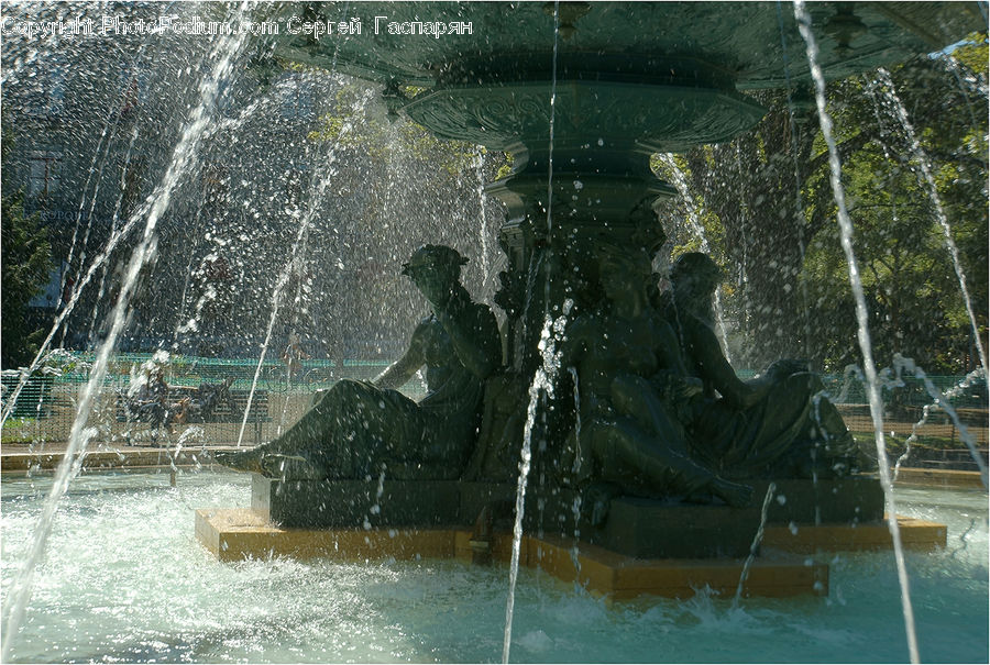 Fountain, Water, Ice, Outdoors, Snow, River, Waterfall