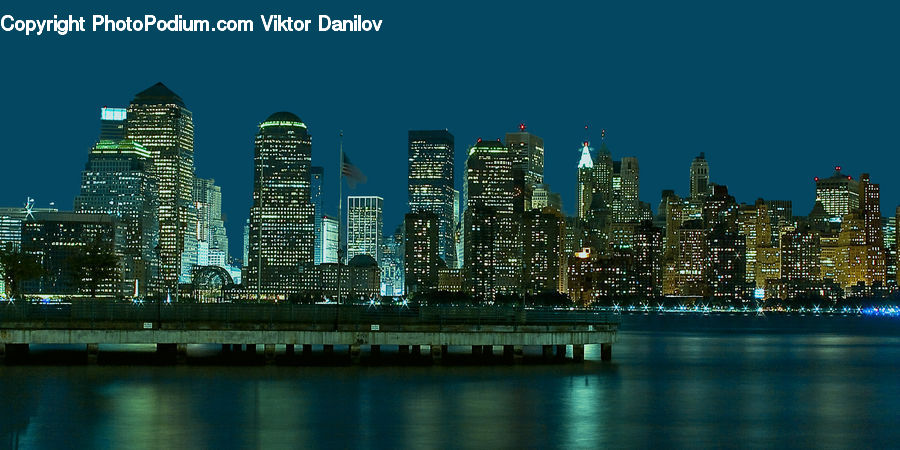 City, Downtown, Metropolis, Urban, Night, Outdoors, Building