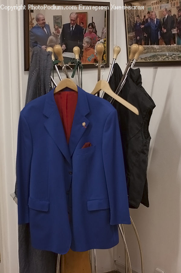People, Person, Human, Sink, Coat Rack, Clothing, Overcoat
