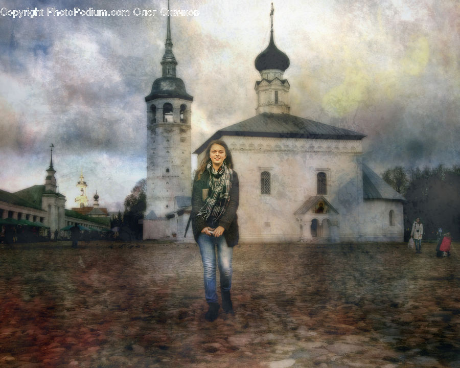 People, Person, Human, Art, Painting, Architecture, Bell Tower