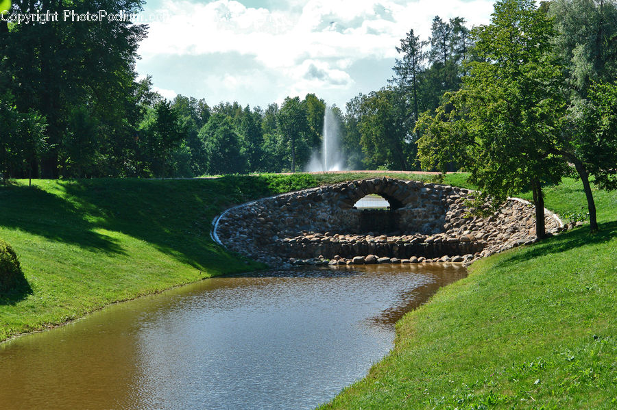 Canal, Outdoors, River, Water, Fountain, Landscape, Nature