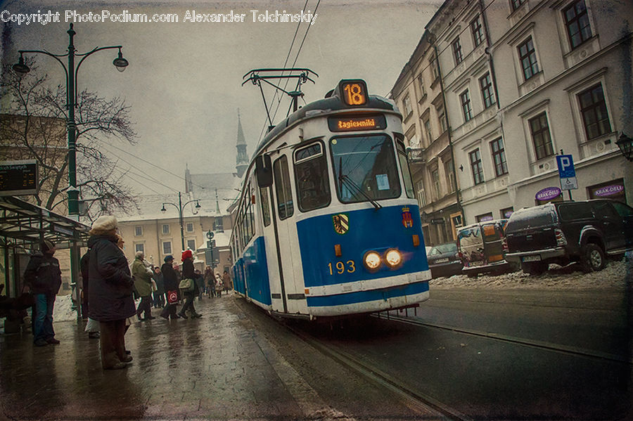 People, Person, Human, Train, Vehicle, Lamp Post, Pole