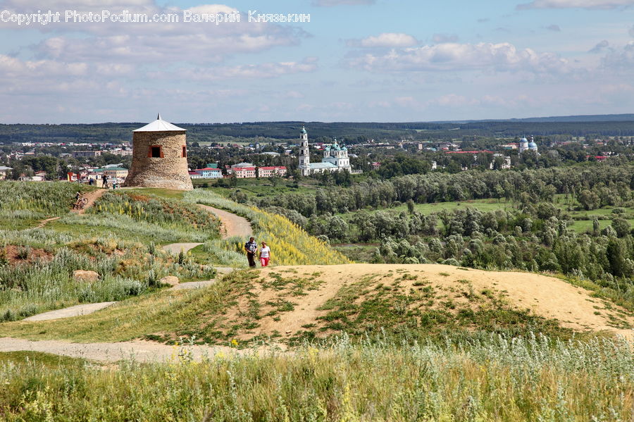 Castle, Fort, Field, Grass, Grassland, Land, Outdoors