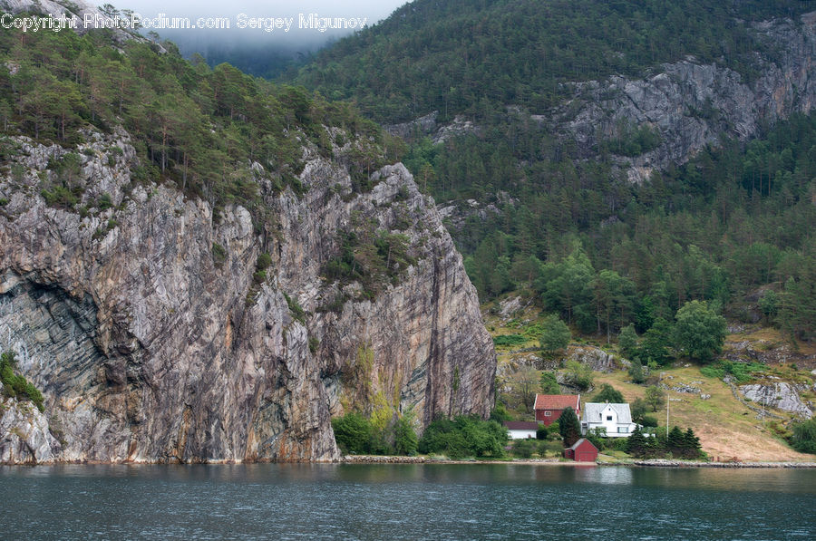 Building, Cottage, Housing, Cliff, Outdoors, Countryside, Nature