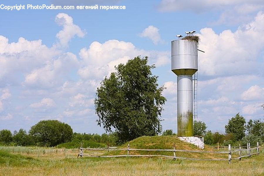Field, Beacon, Building, Lighthouse, Water Tower, Countryside, Outdoors