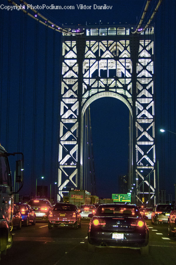Automobile, Car, Vehicle, Bridge, Freeway, Road, Parking