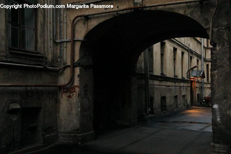 Arch, Alley, Alleyway, Road, Street, Town, Building