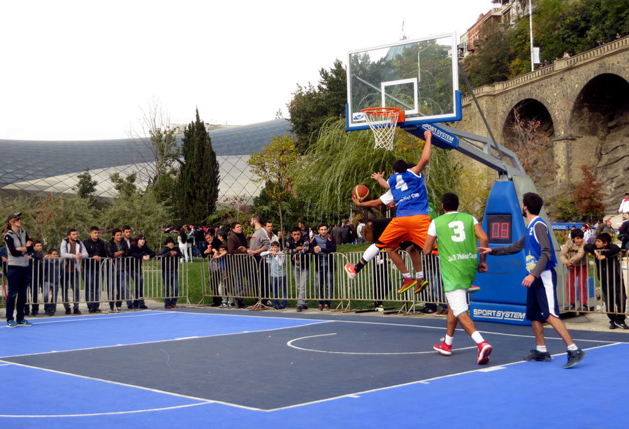 Basketball Court, People, Person, Human, Crowd, Barricade, Fence