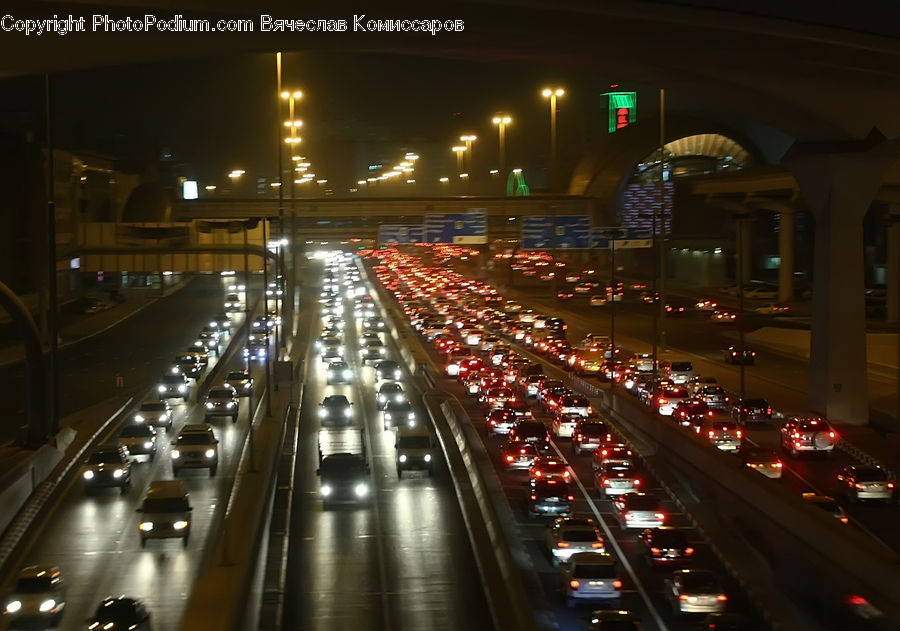 Automobile, Car, Vehicle, Freeway, Road, Traffic Jam, Transportation