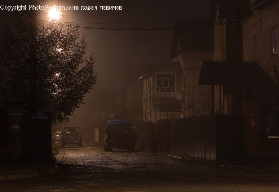 Night, Outdoors, Alley, Alleyway, Road, Street, Town