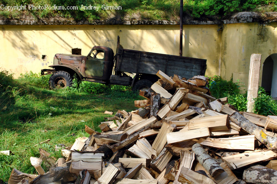 Bulldozer, Tractor, Vehicle, Lumber, Bonsai, Plant, Potted Plant