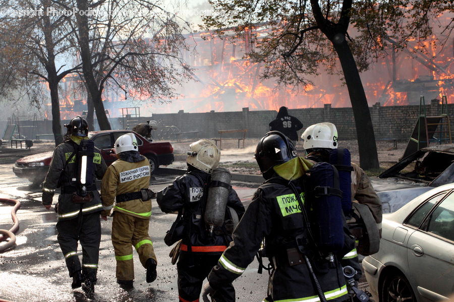 People, Person, Human, Fireman, Automobile, Car, Vehicle