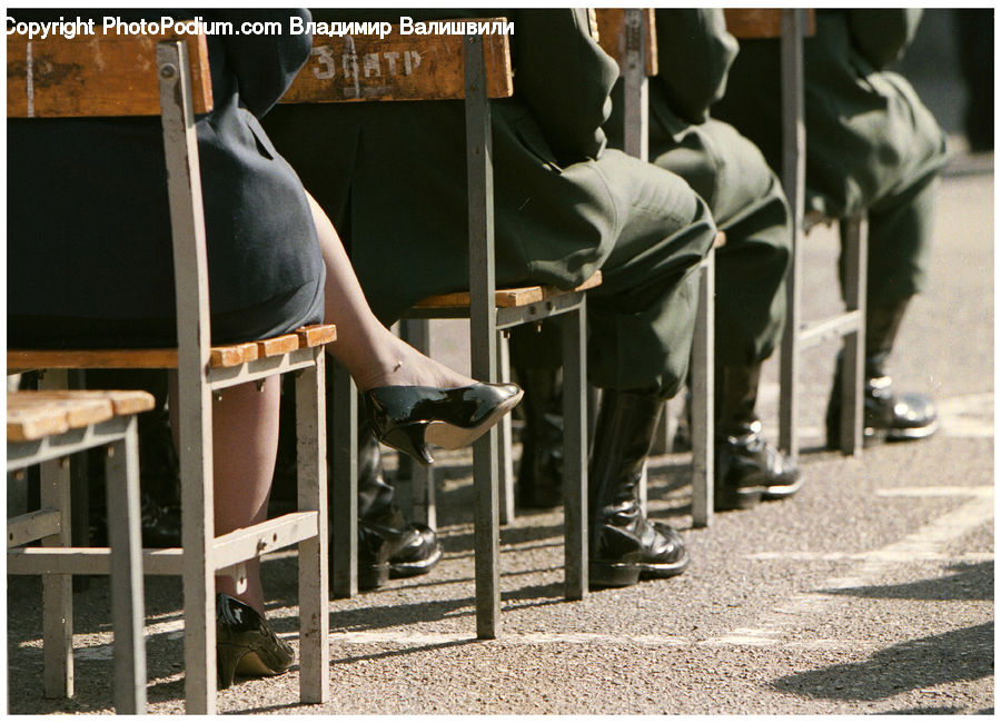 People, Person, Human, Boot, Footwear, Riding Boot, Furniture