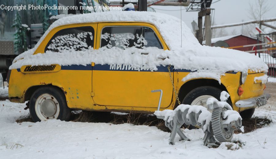 Ice, Outdoors, Snow, Bulldozer, Snowplow, Vehicle, Cab
