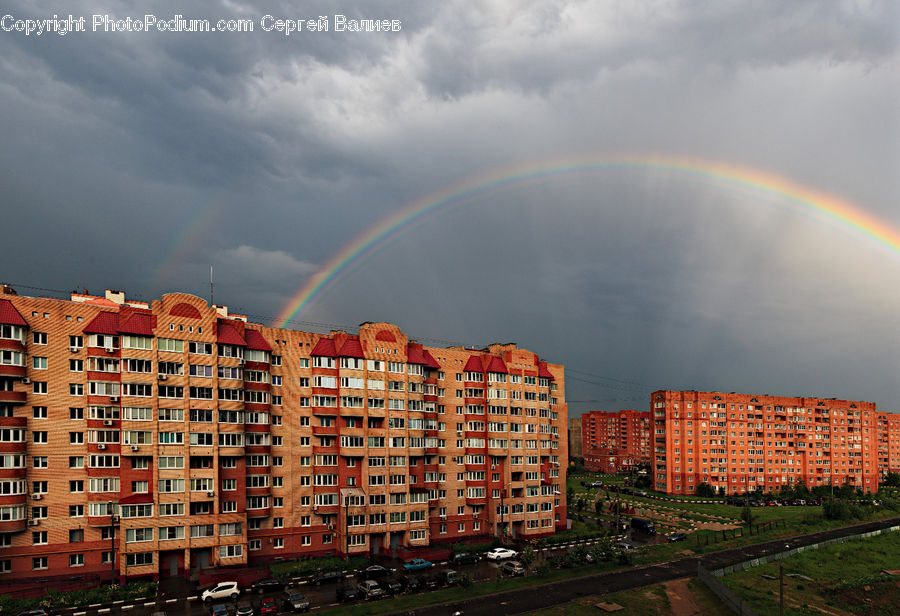 Outdoors, Rainbow, Sky, City, Downtown, Urban, Building