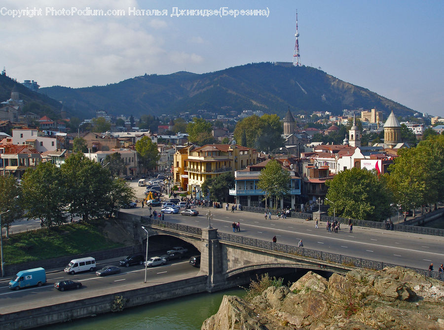Aerial View, Freeway, Road, Overpass, City, Downtown, Metropolis