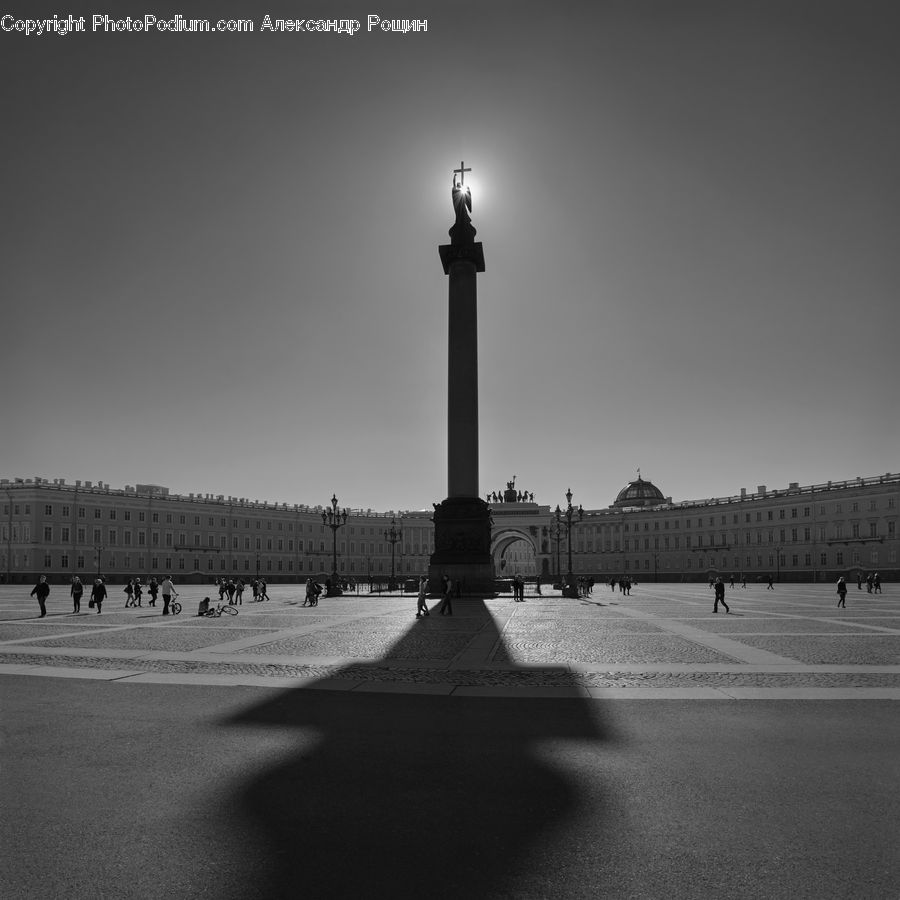 Architecture, Downtown, Plaza, Town Square, Silhouette, Column, Pillar