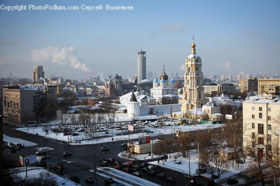 City, Downtown, Intersection, Road, Building, Town, Architecture