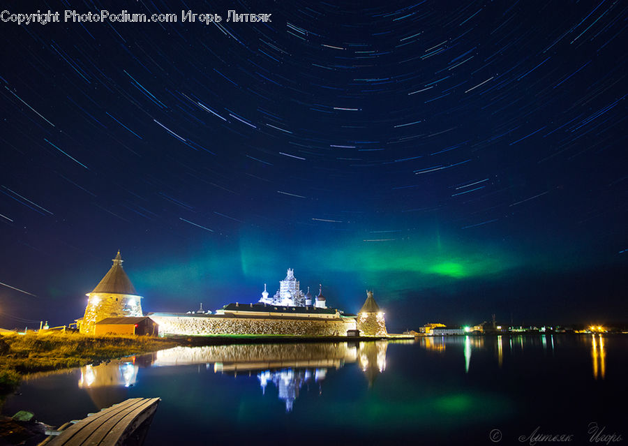 Architecture, Castle, Fort, Auditorium, Night, Outdoors, Fountain