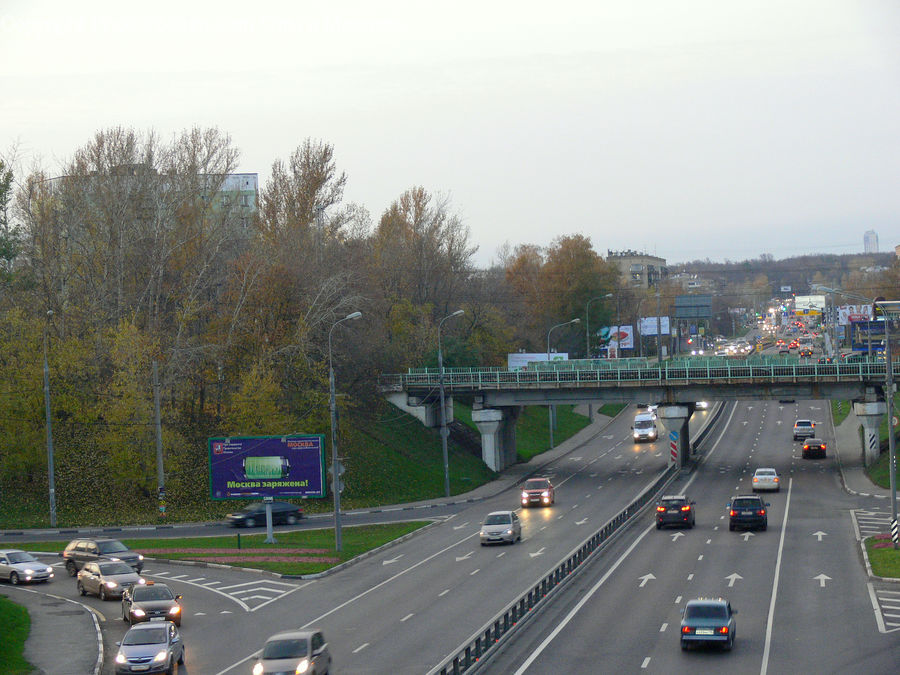 Freeway, Road, Billboard, Parking, Parking Lot, Overpass, Intersection