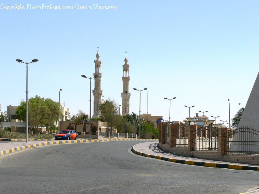 Intersection, Road, Freeway, Asphalt, Tarmac, Architecture, Bell Tower