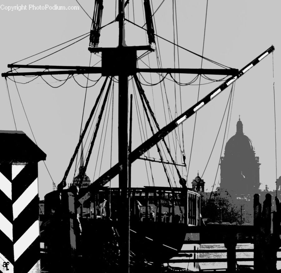 Silhouette, Dock, Landing, Pier, City, Downtown, Urban