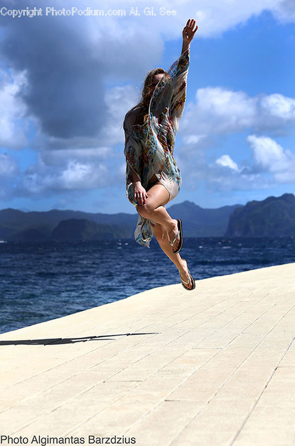 Mountain, Outdoors, Coast, Sea, Water, Dance, Dance Pose