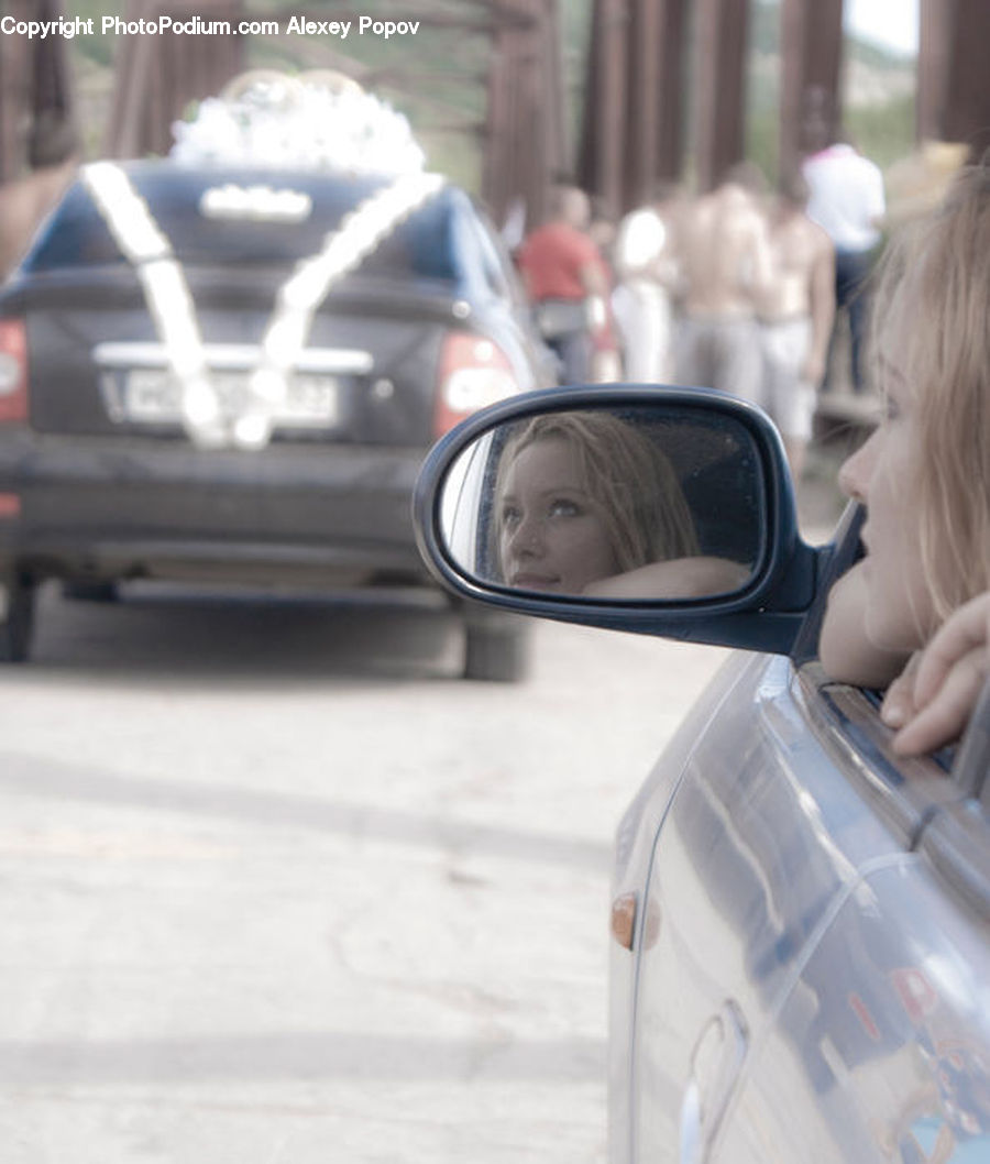 People, Person, Human, Car Mirror, Mirror, Automobile, Car