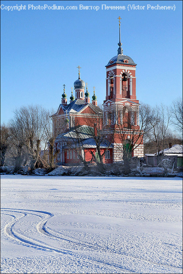 Architecture, Mansion, Brick, Tower, Spire, Steeple, Church