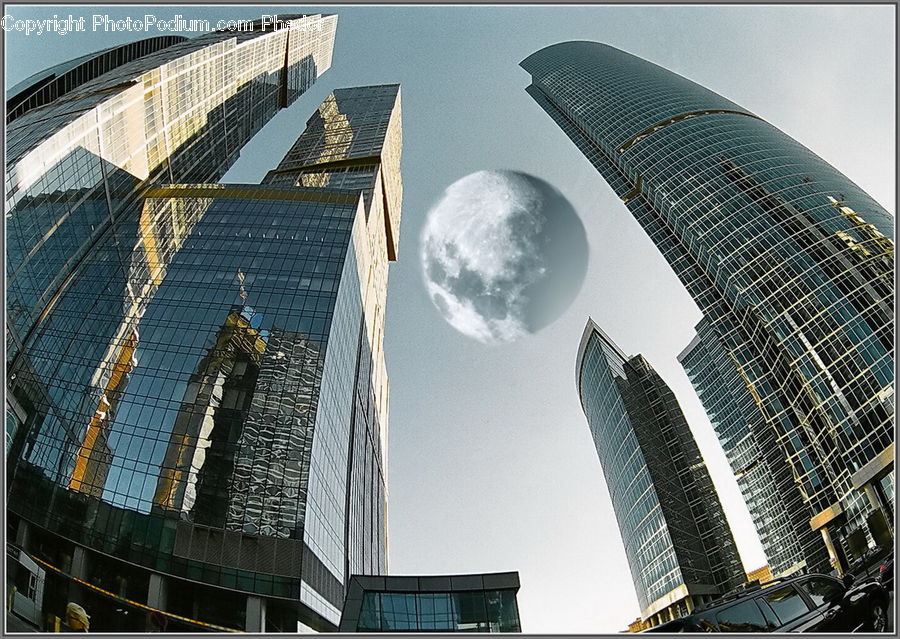 Architecture, City, Downtown, High Rise, Skyscraper, Astronomy, Outer Space