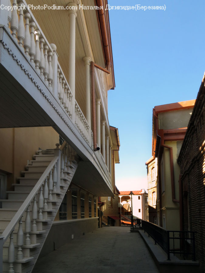 Banister, Handrail, Staircase, Building, Housing, Villa, Downtown