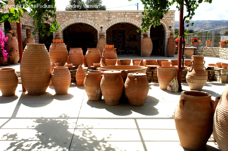 Pot, Pottery, Plant, Potted Plant, Brick, Fireplace, Hearth