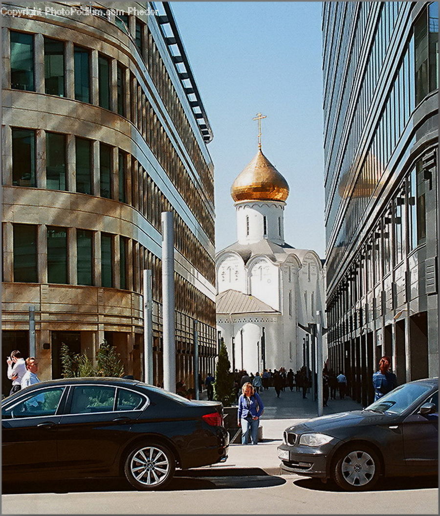 Automobile, Car, Vehicle, Building, City, Downtown, Sedan
