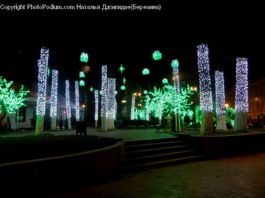 Night, Outdoors, City, Downtown, Metropolis, Urban, Lighting