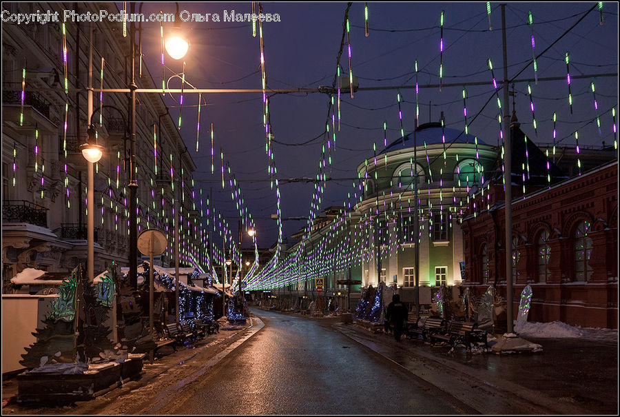 Lighting, City, Downtown, Metropolis, Urban, Architecture, Convention Center
